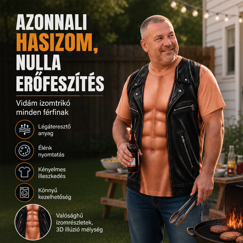 🍂 Őszi kiárusítás!📢50% kedvezmény!! ⏰Férfi vicces, izomnyomatos póló