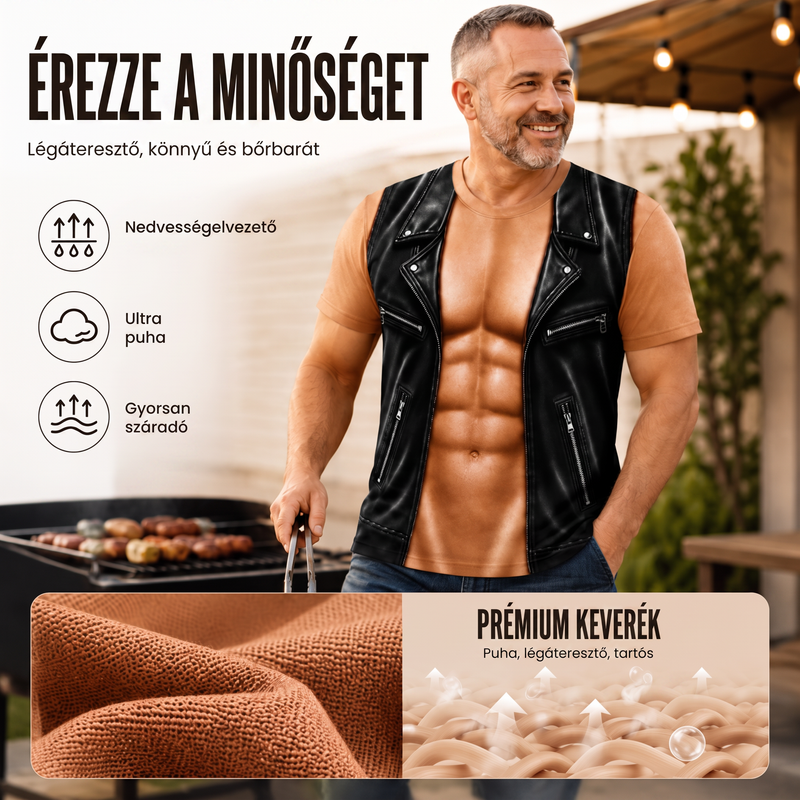 🍂 Őszi kiárusítás!📢50% kedvezmény!! ⏰Férfi vicces, izomnyomatos póló