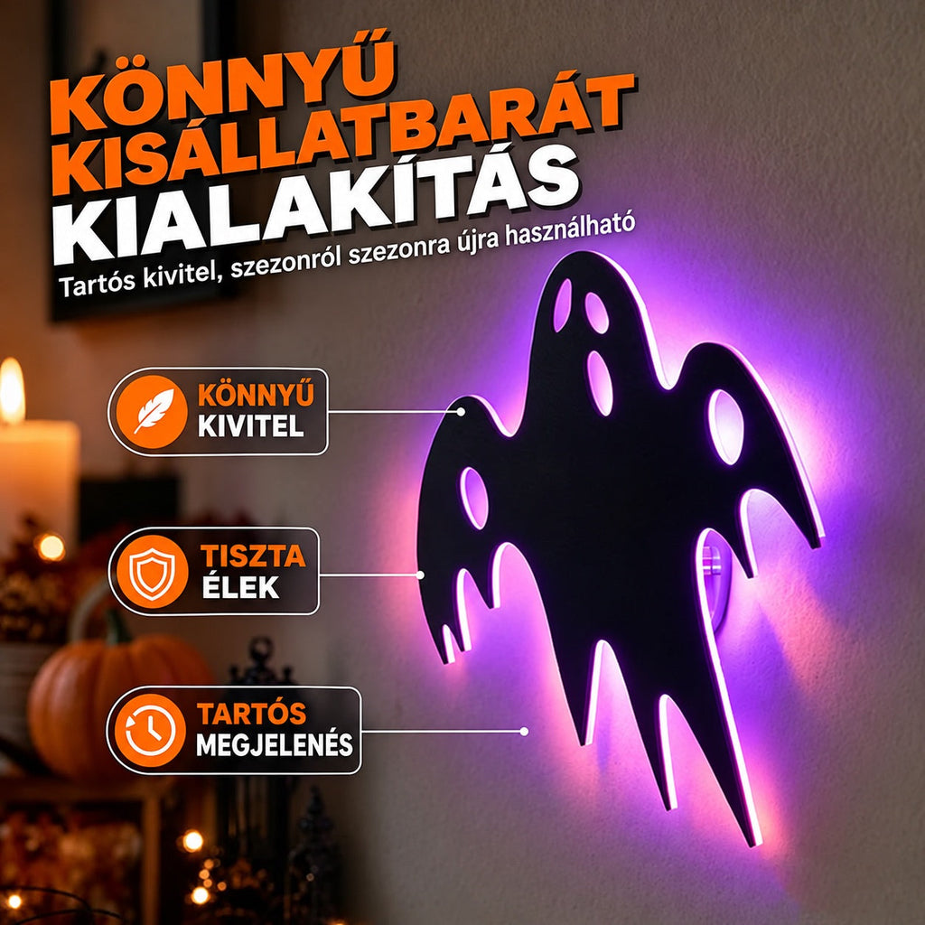🎃 Most 50% kedvezménnyel! Halloween-i, sötétben világító falmatricák – 3D-s sziluettek, öntapadósak és sötétben világítanak – kiválóan alkalmasak bulikra, hálószobákba és előszobákba 🦇✨