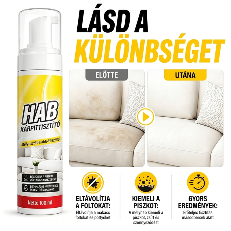 🚗✨ Habos kárpittisztító kanapékhoz és székekhez: Mélyre hatoló tisztítás, pillanatok alatt 🌿🧼