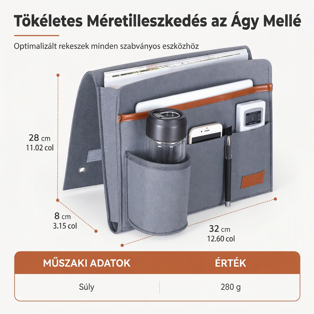 🛏️✨ Minimalista nemez ágy melletti rendszerező táska: Minden kéznél, tiszta éjszaka 📱📚