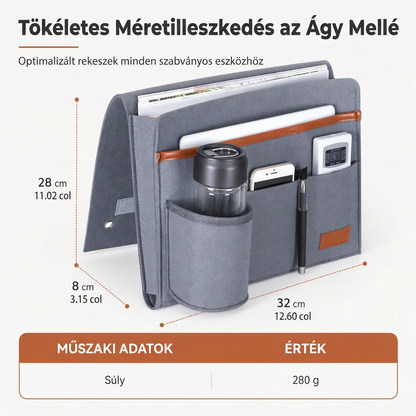 🛏️✨ Minimalista nemez ágy melletti rendszerező táska: Minden kéznél, tiszta éjszaka 📱📚